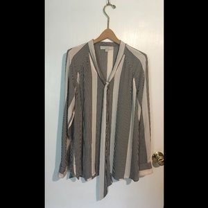 Loft Stripe Blouse with Front Tie
